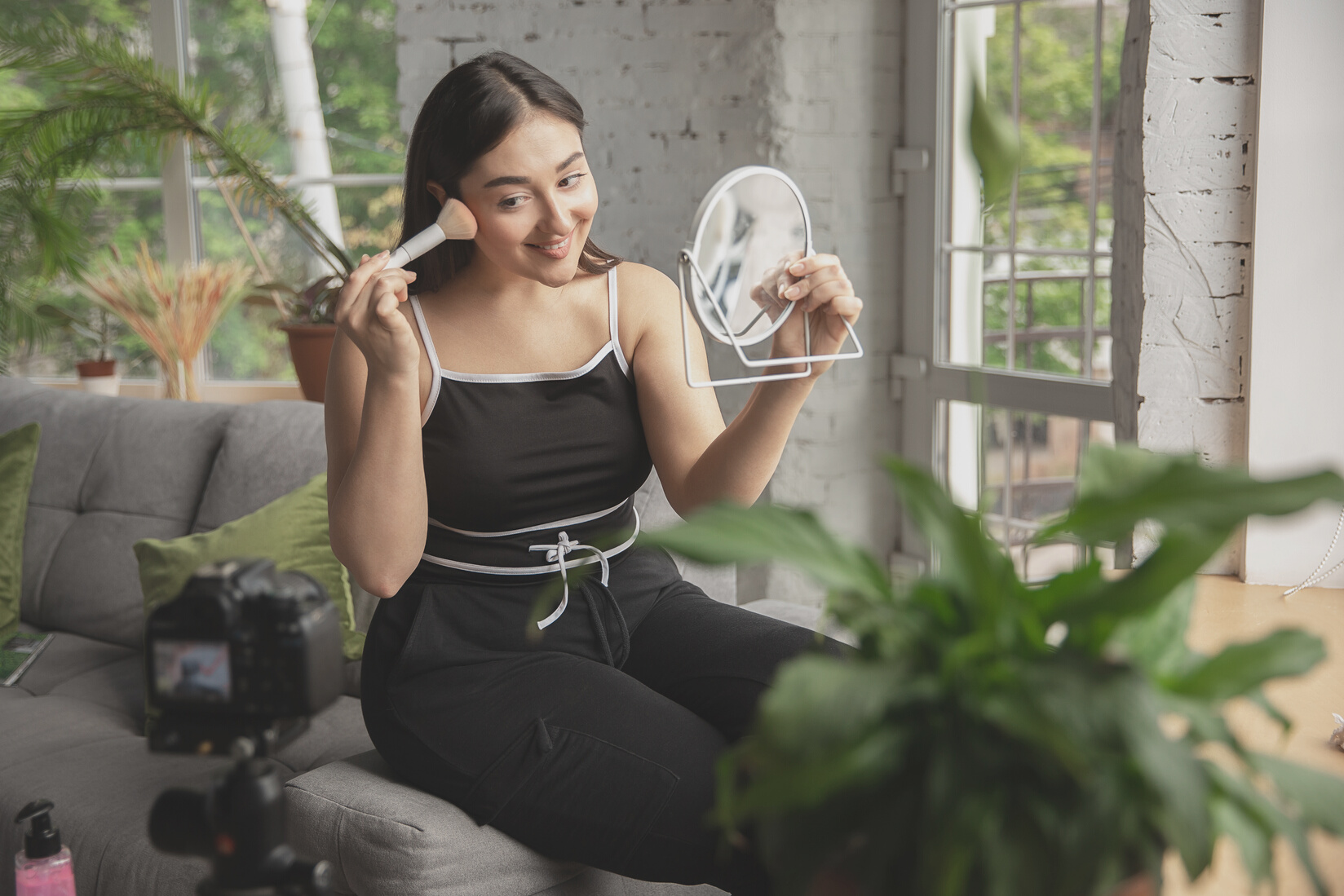 Vlogger Shooting a Makeup Video   